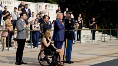 Photo of With boost from grieving families, Trump sharpens attacks on Harris