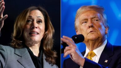 Photo of Harris takes slim lead over Trump in new poll as voters view her as candidate of change