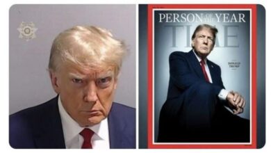 Photo of Trump posts ‘how it’s going’ message contrasting Time Person of the Year cover with mugshot